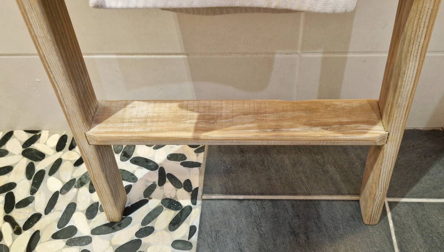 Vintage pine towel rack shelf ladder