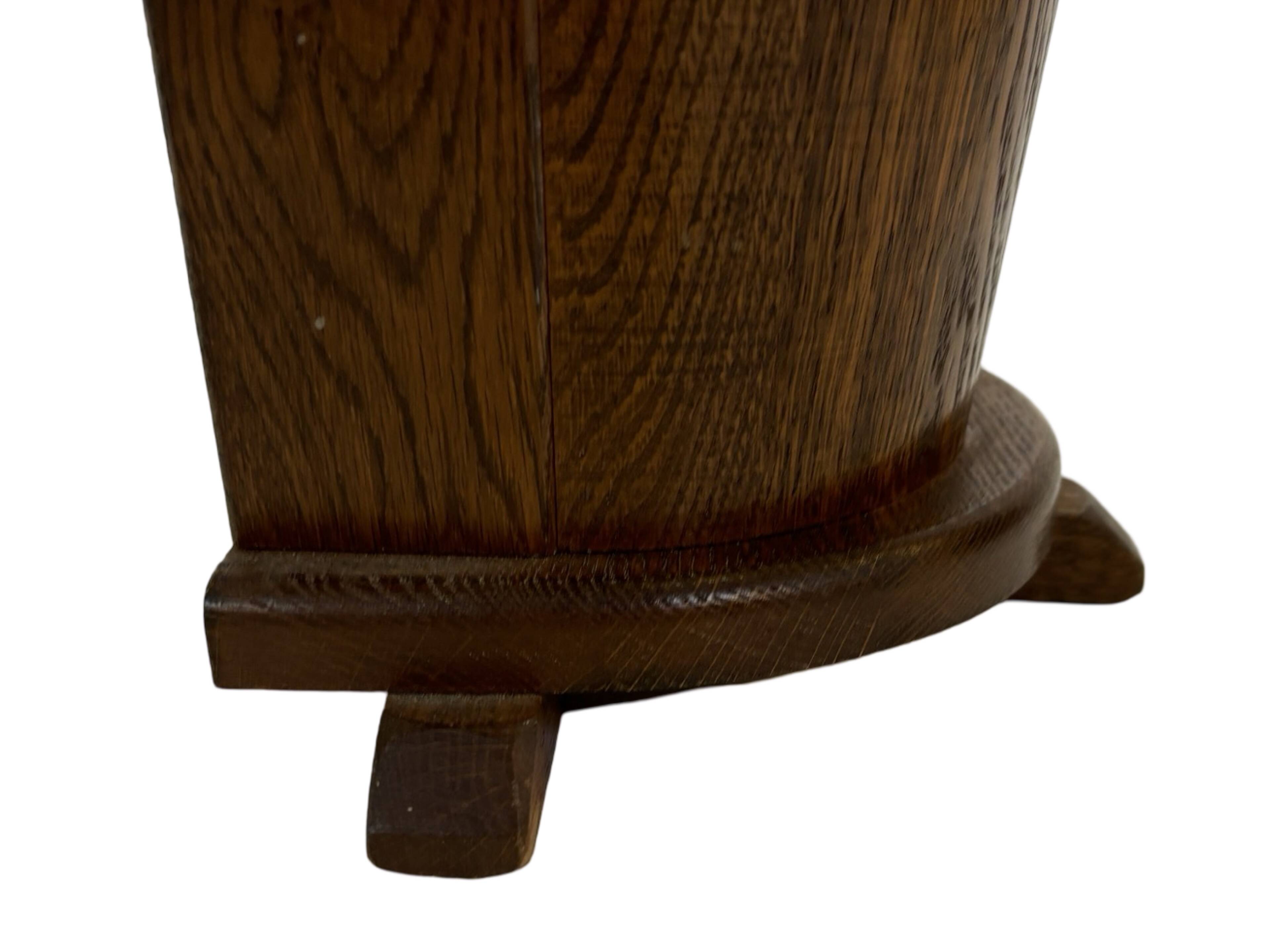 Vintage dark oak umbrella stand basket storage design 60s minimalist design