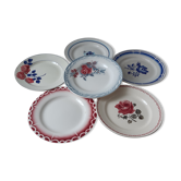 Set of 6 flat plates mismatched Moulin des loups, Badonviller, Digoin
