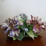 Flower candle holder in faience Old Capodimonte