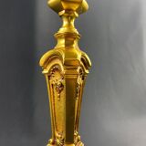 Grand pied de lampe en bronze doré de style Transition Louis XV Louis XVI