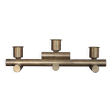 vintage candle holder, signed bronze candle holder, modernist, brutalist