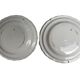 Moustiers, pairs of plates with wading bird design, scalloped edge, early 20th century.