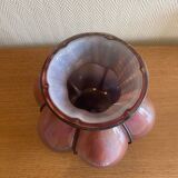 Blown glass vase with metal cage