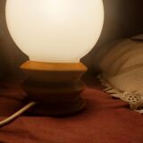 Wooden bedside lamp and opaline sphere