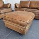 Roche Bobois vintage lounge from the 80s – cognac buffalo leather – 2 sofas + pouf