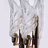 Vintage Murano glass wall lamp leaf shape set of 2 - Italy 1970
