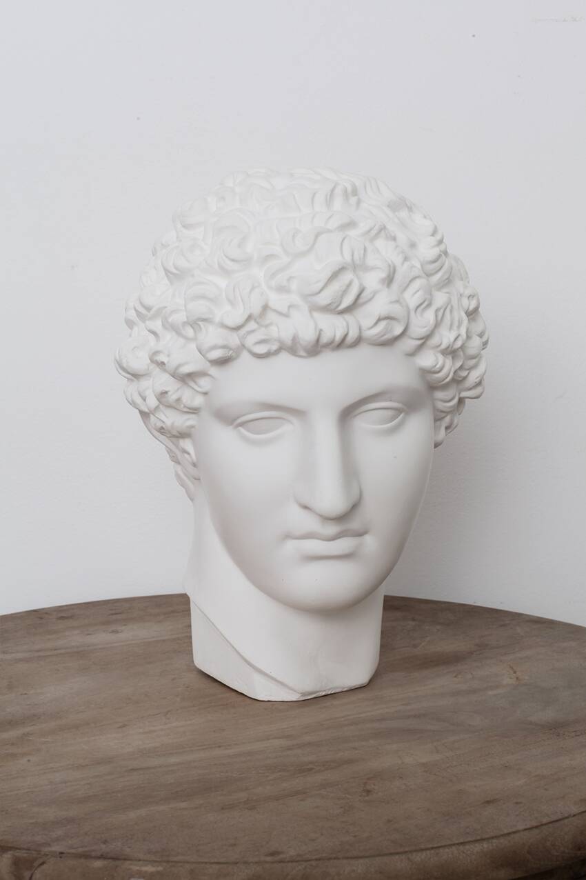 Greek head in waxed white plaster