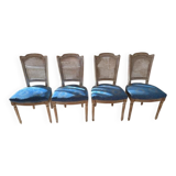 Set of 4 elegant Louis XVI style chairs in cream patinated wood.