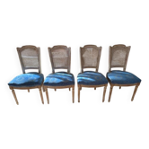 Suite de 4 chaises de style Louis XVI en bois patiné crème