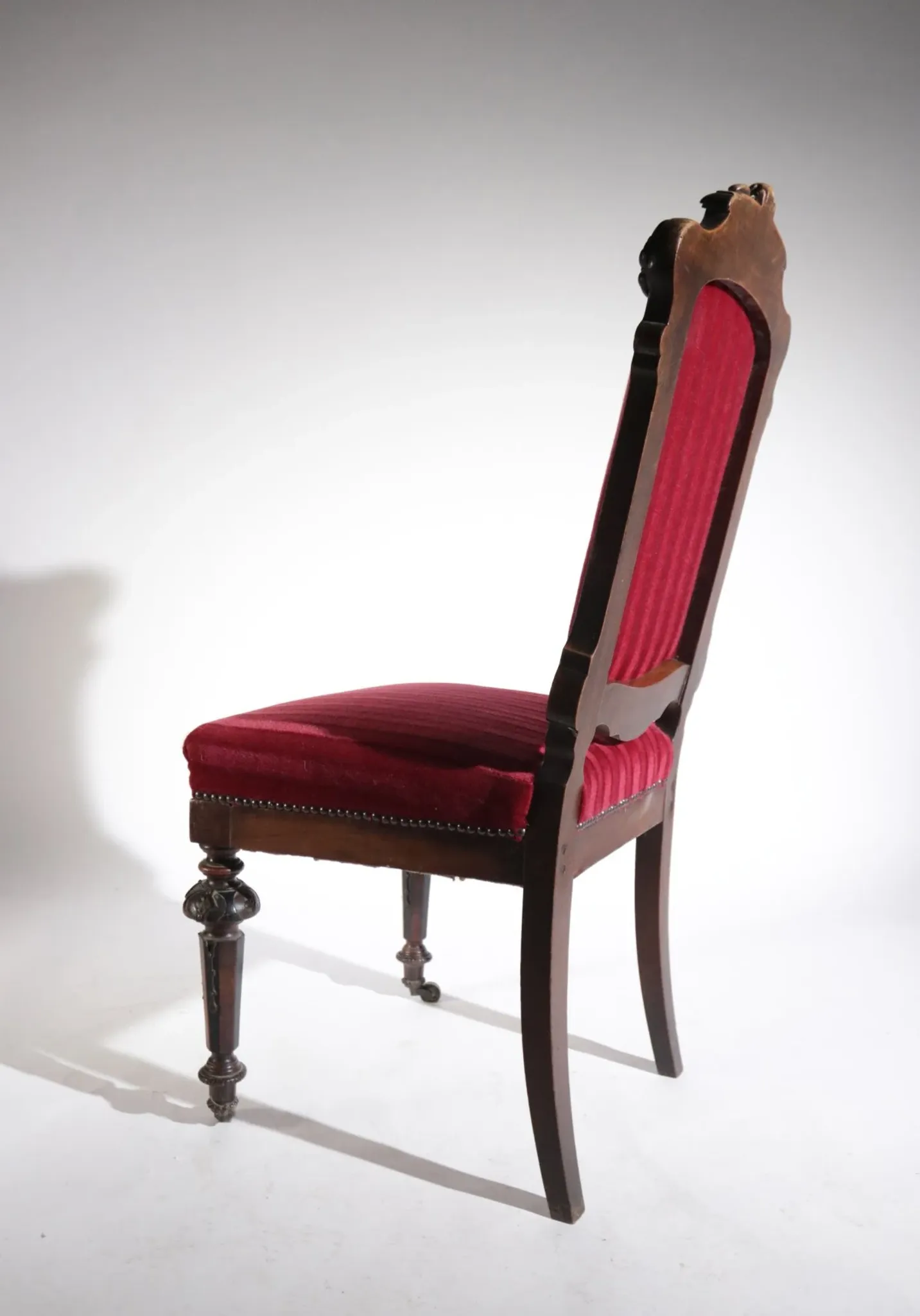 Nineteenth-century French carved chair with red velvet