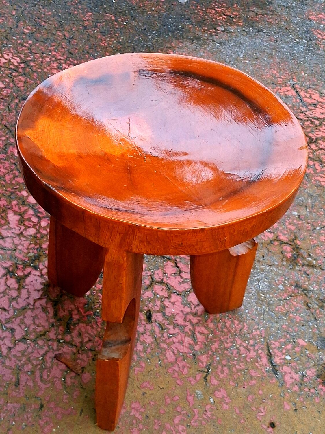 Pair of solid wood stools in African style