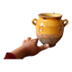 Small old yellow glazed terracotta pot