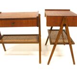 Set of 2 Scandinavian teak bedside tables, Sweden, 1960