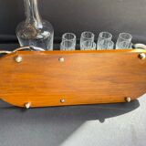 Liquor cabaret - Art Deco - Blown and cut crystal, mahogany or ebony macassar and stainless steel