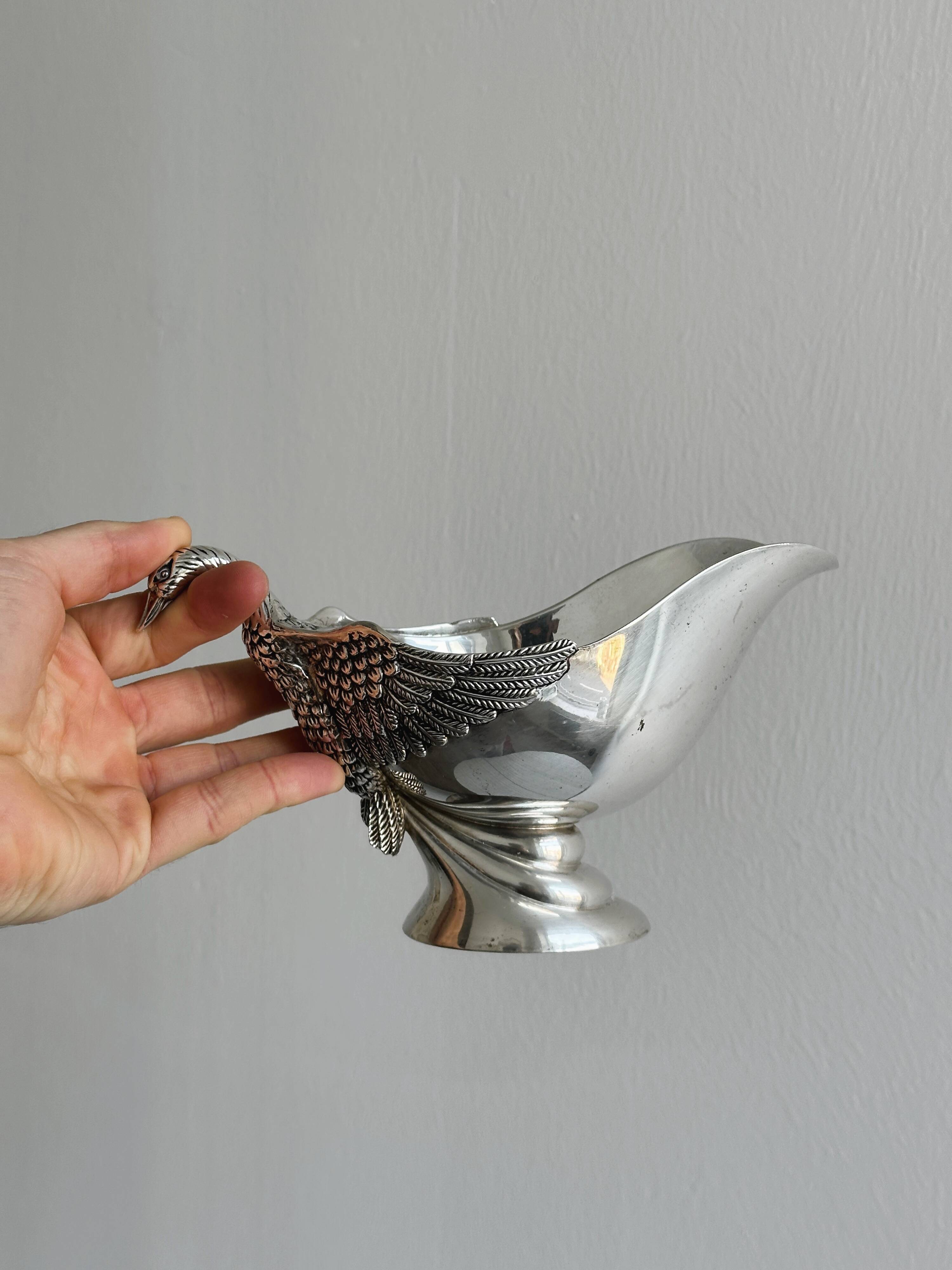 Saucière en métal argenté