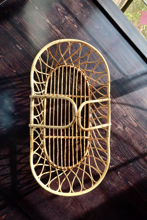 Couffin bébé vintage en rotin style bohème