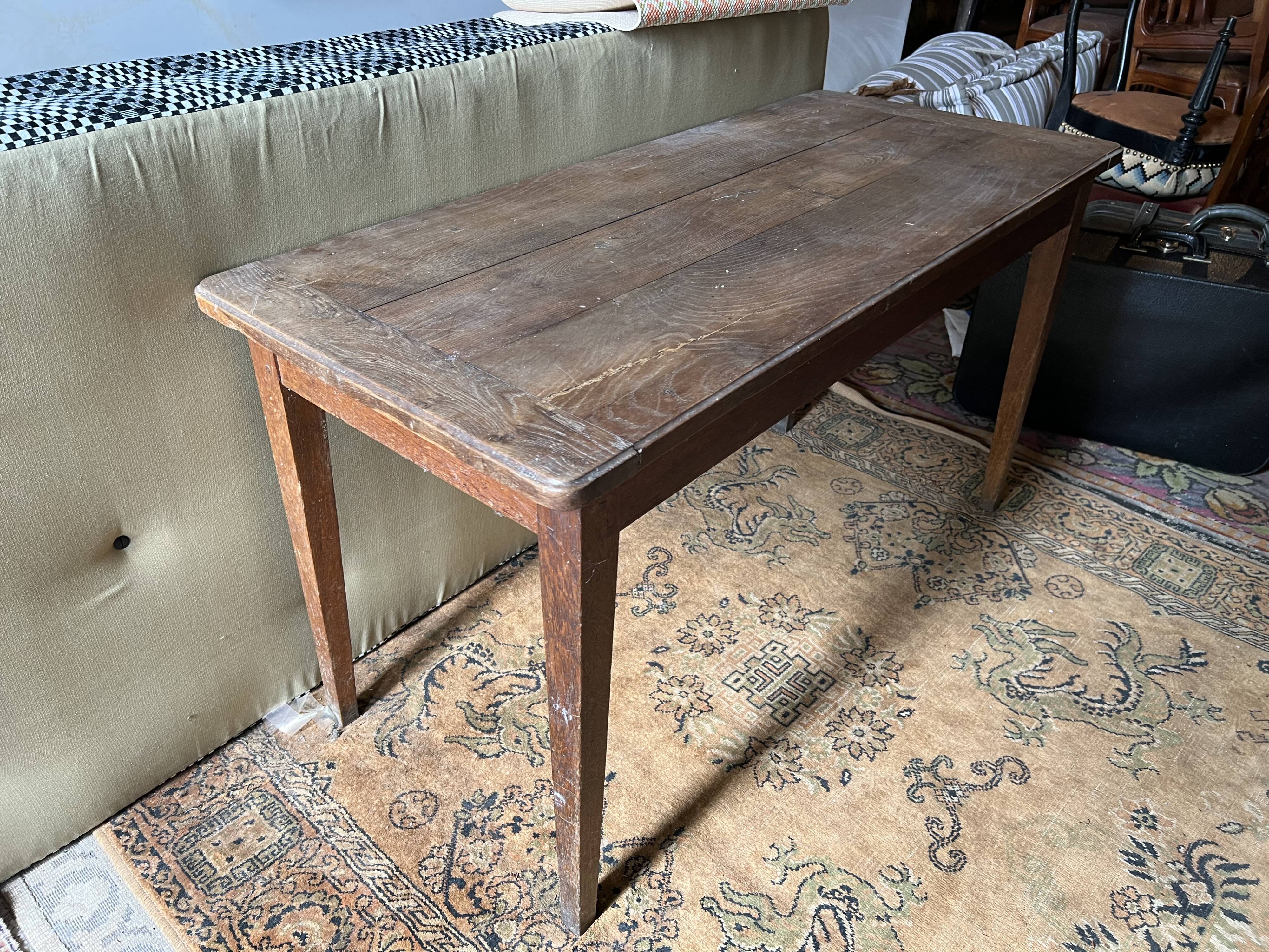 Wooden farmhouse table