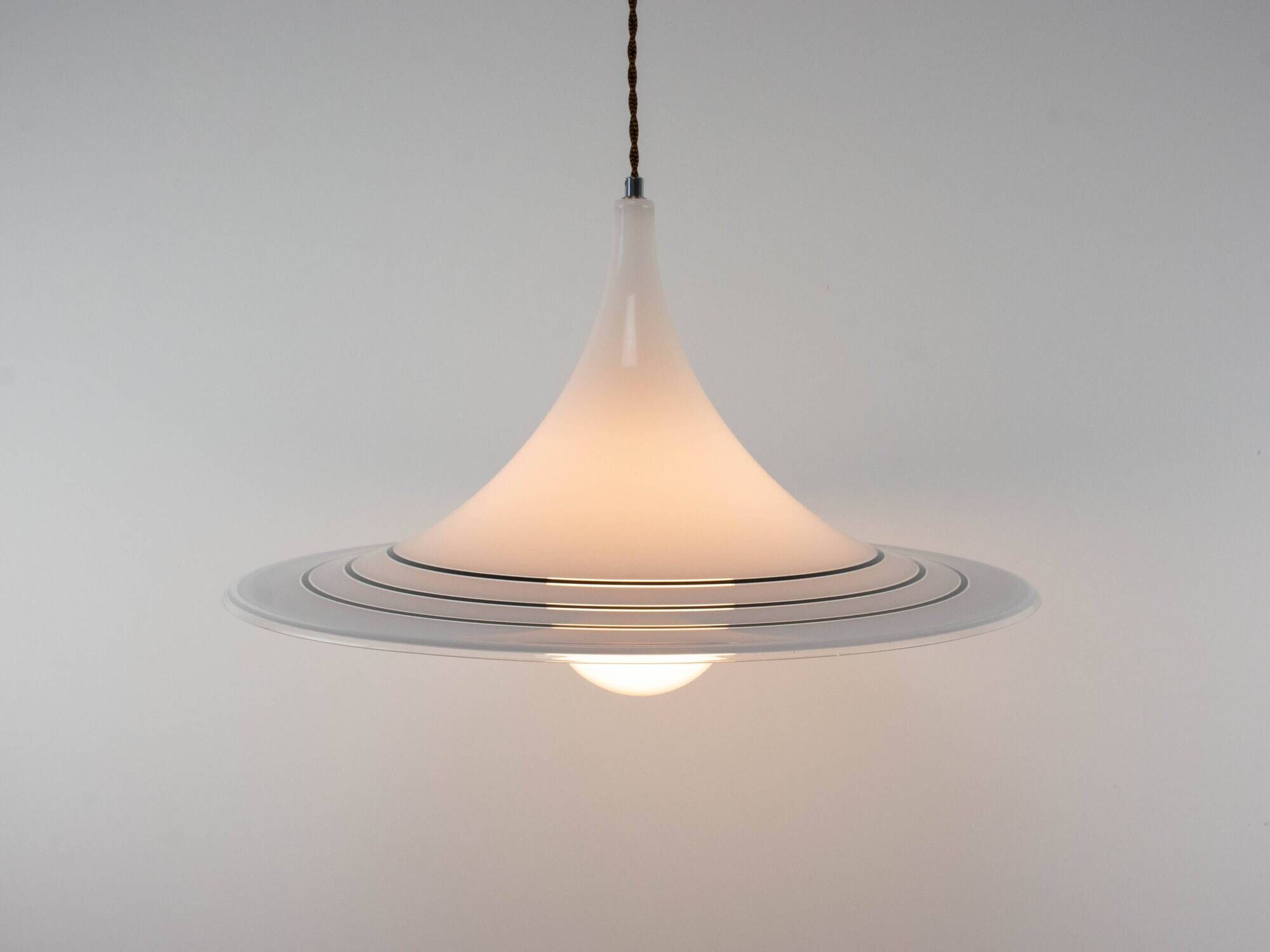 Vintage Black And White Meblo "Albatros" Trumpet Pendant Lamp