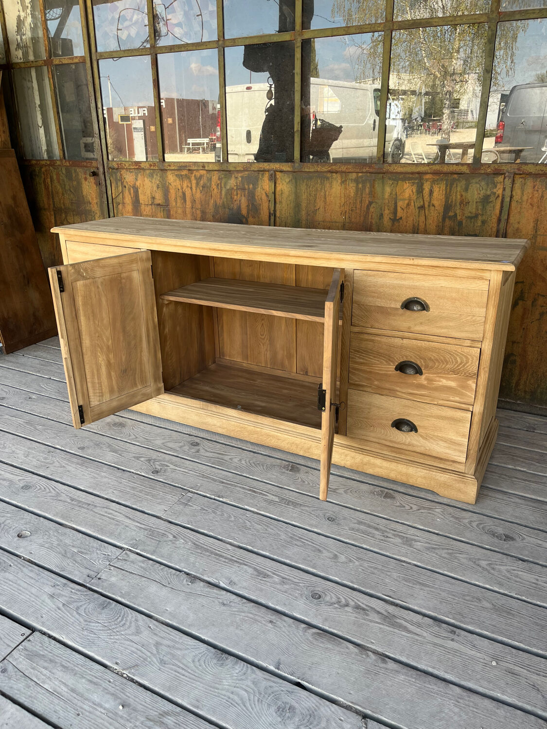 Raw wood sideboard