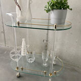 Table roulante plexiglass et verre