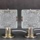 1970s Pair of Brass/Glass Table Lamps by Kamenicky Senov, Czechoslovakia