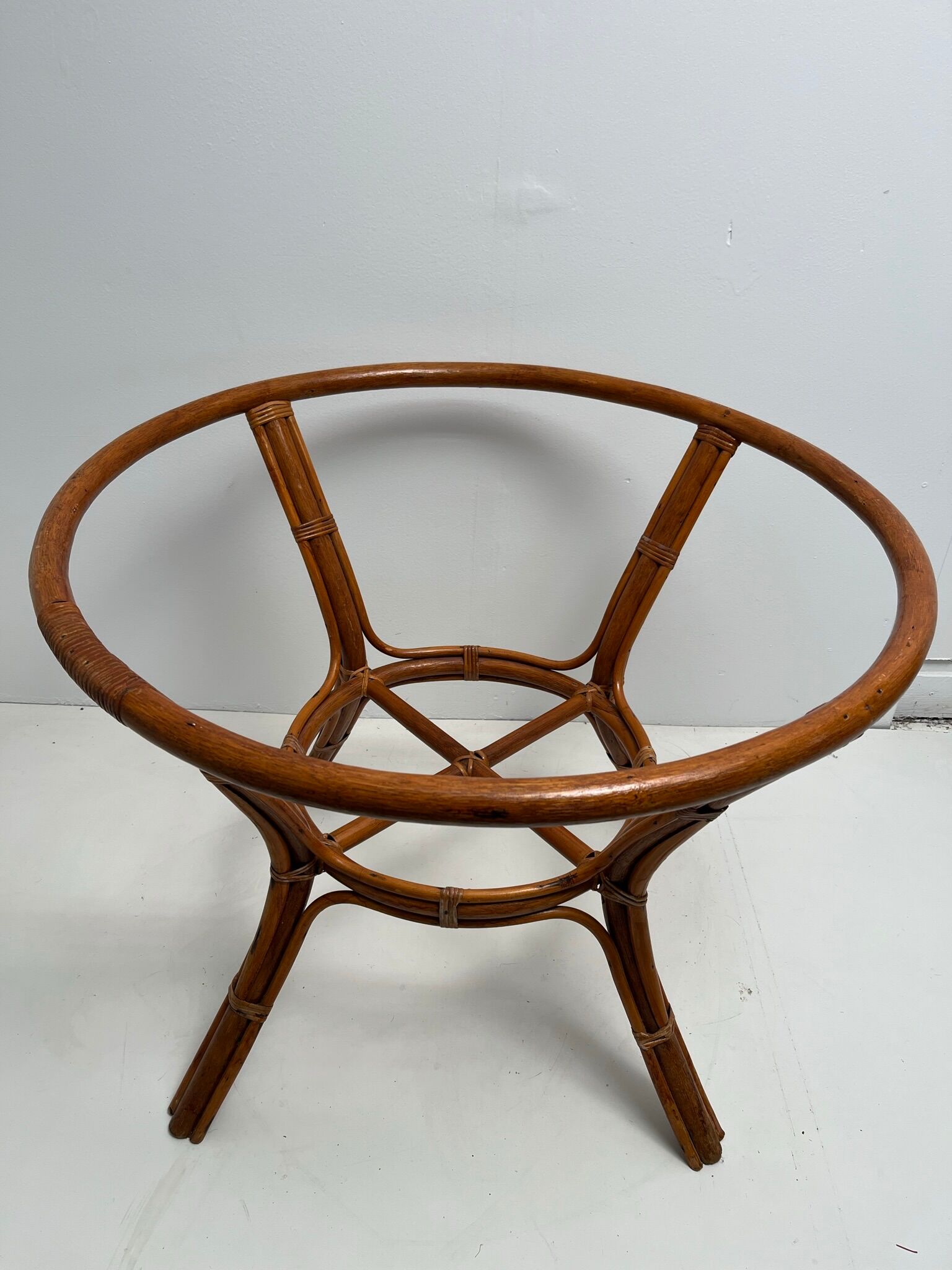 Vintage glass top rattan dining table