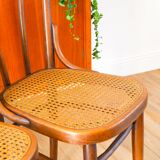 Set of 3 bistro chairs in wood and canework signed J. Kohn, Made in Austria, 20th century
