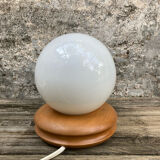Lamp wood base turned opaline
