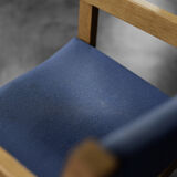 Vintage Danish chair in oak and blue fabric from the mid-century by Hans J. Wegner for Getama, 1960s.