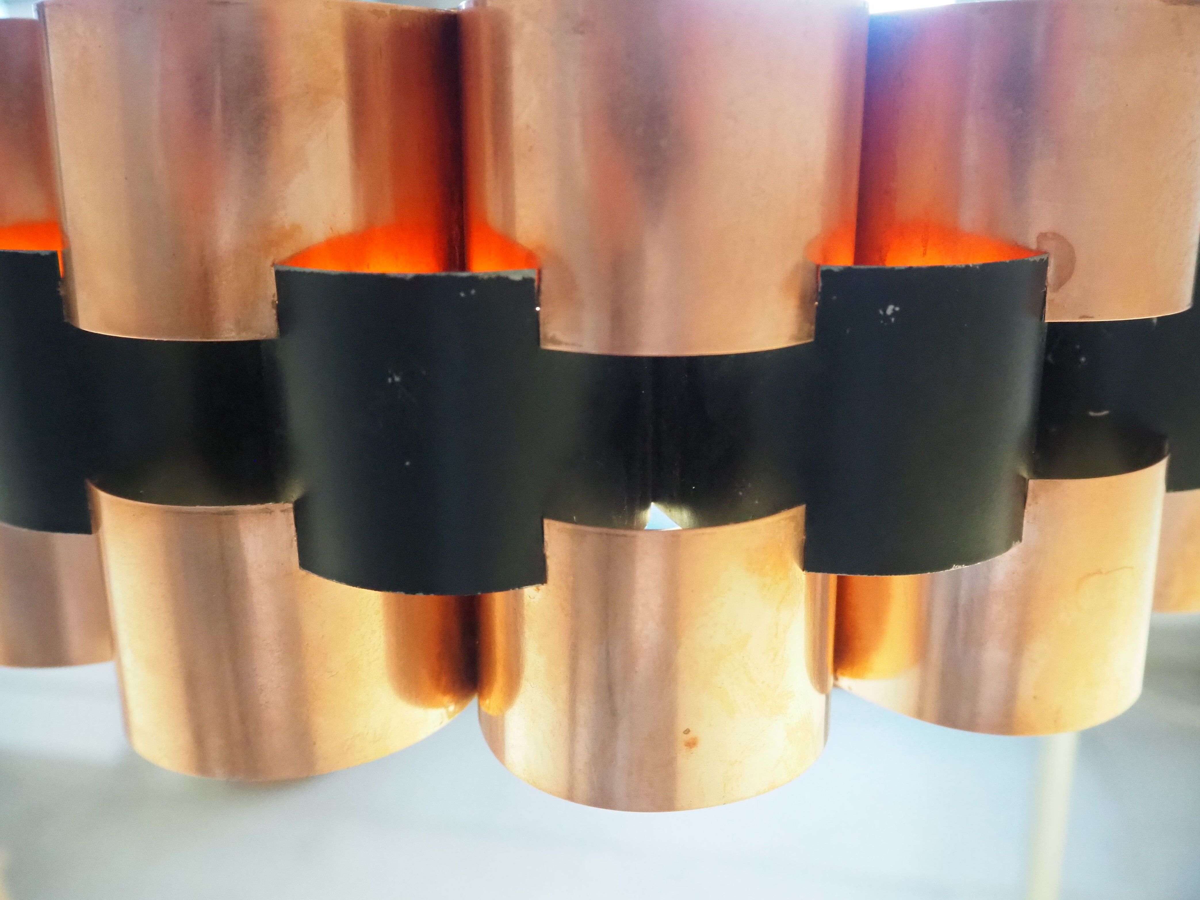 Suspension lamp from the 1960s – 1970s in copper and black metal