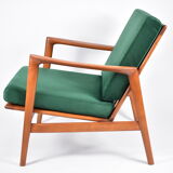 Scandinavian armchair "Stefan", restored, 60s, green bottle velvet