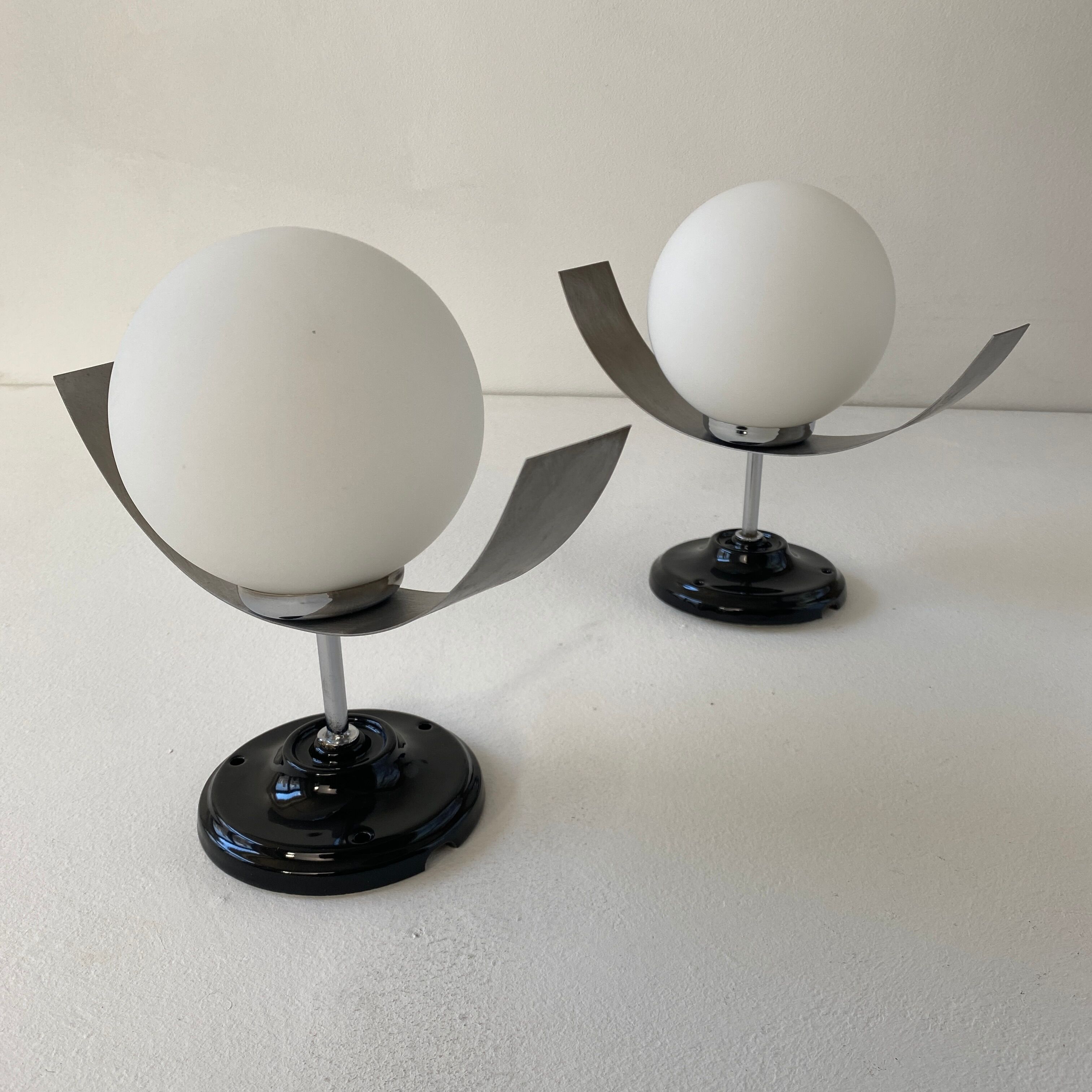 Pair of vintage opaline wall lamps