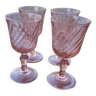 set of vintage pink glasses