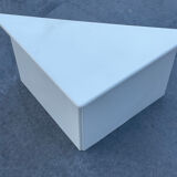 Set of three triangle side tables wood white creme design