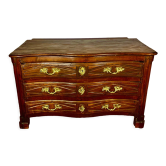 Commode Regency period 18th, Solid walnut and Bronzes