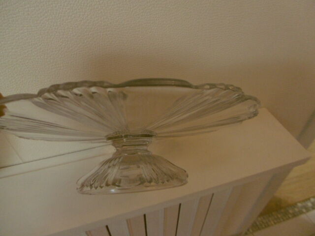 Art Deco glass cake dish