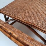 Chaise longue ancienne en rotin  tressé 1900