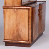 Restored Art Deco Walnut Bookcase, Revived Polish, Czech, 1930s