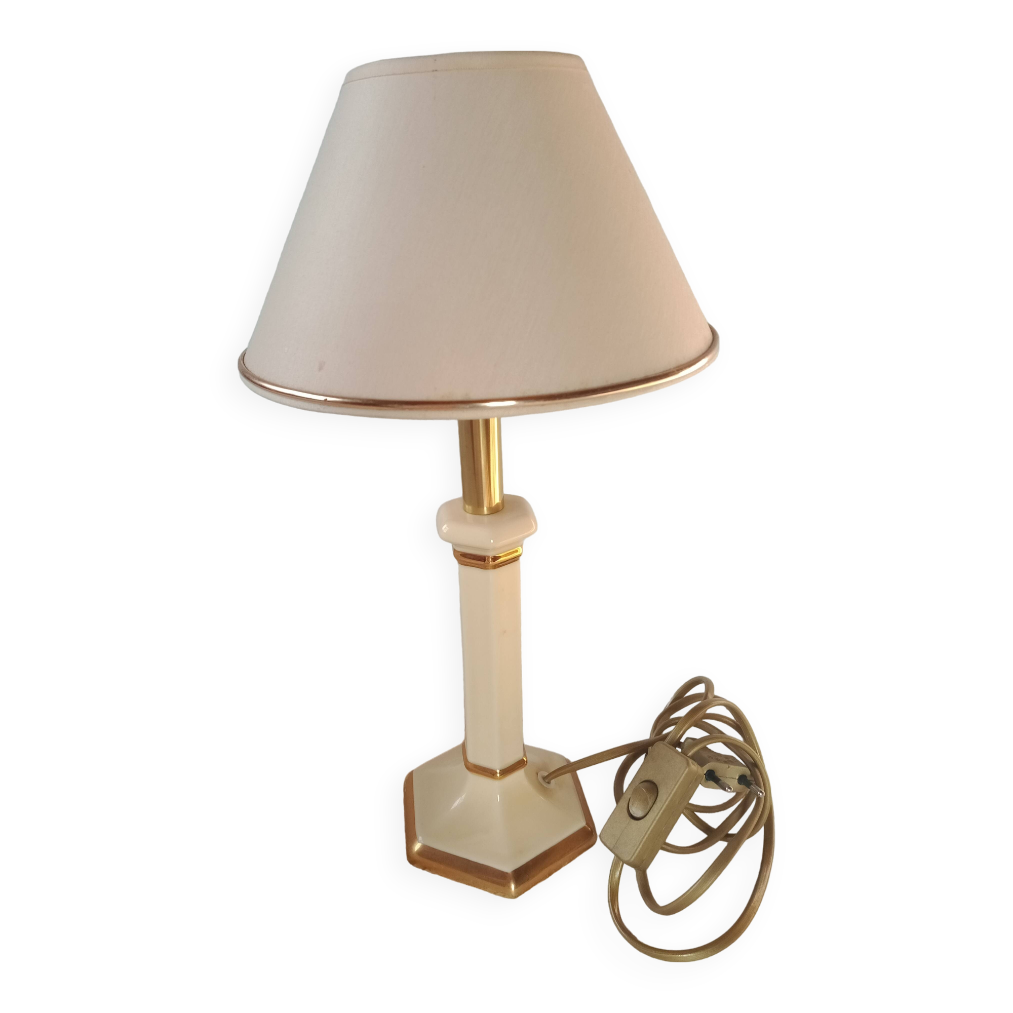 Louis Drimmer - Cream & gilded earthenware table lamp
