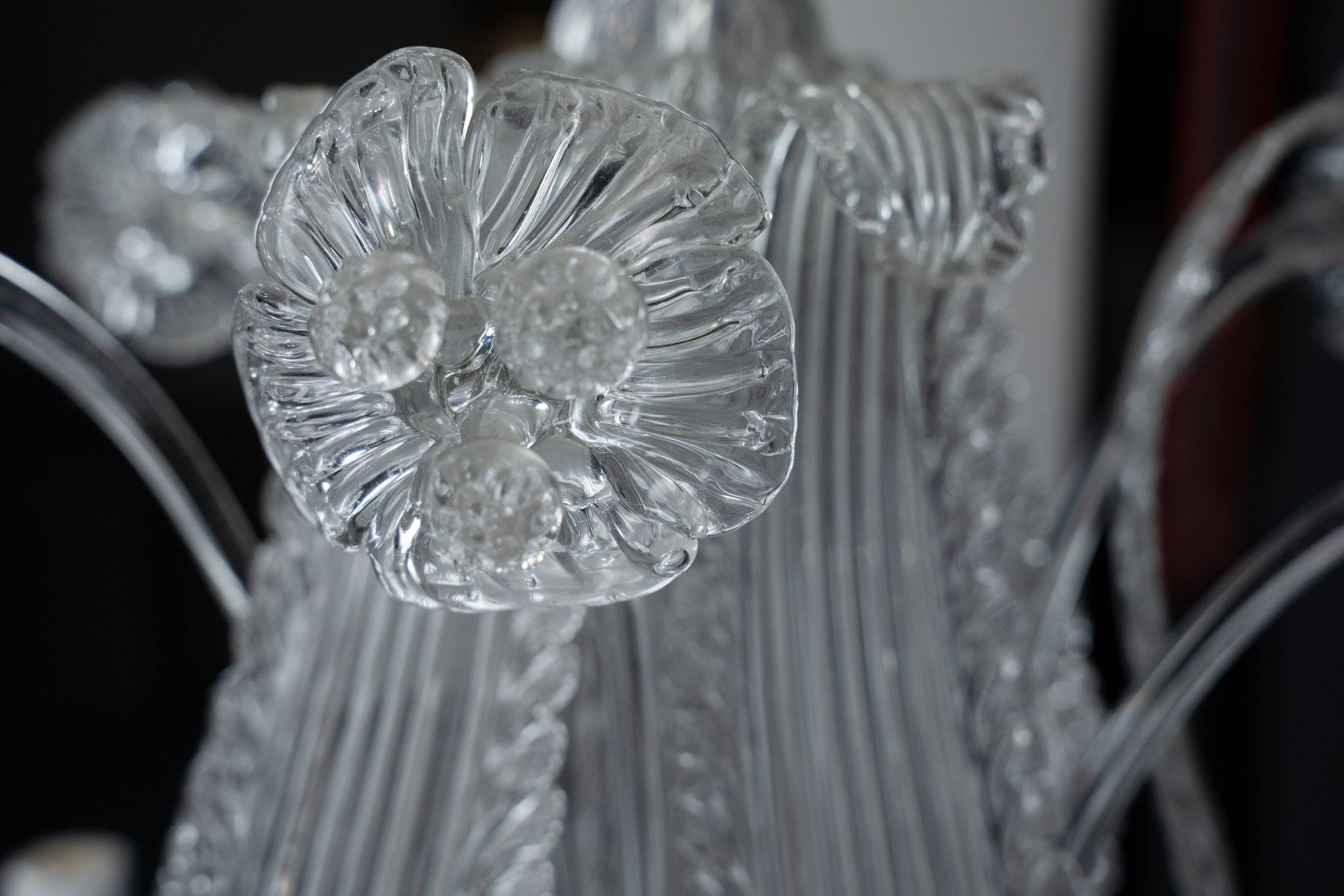 1940s Vintage Murano Clear Glass Chandelier, Classic Italian Art Glass