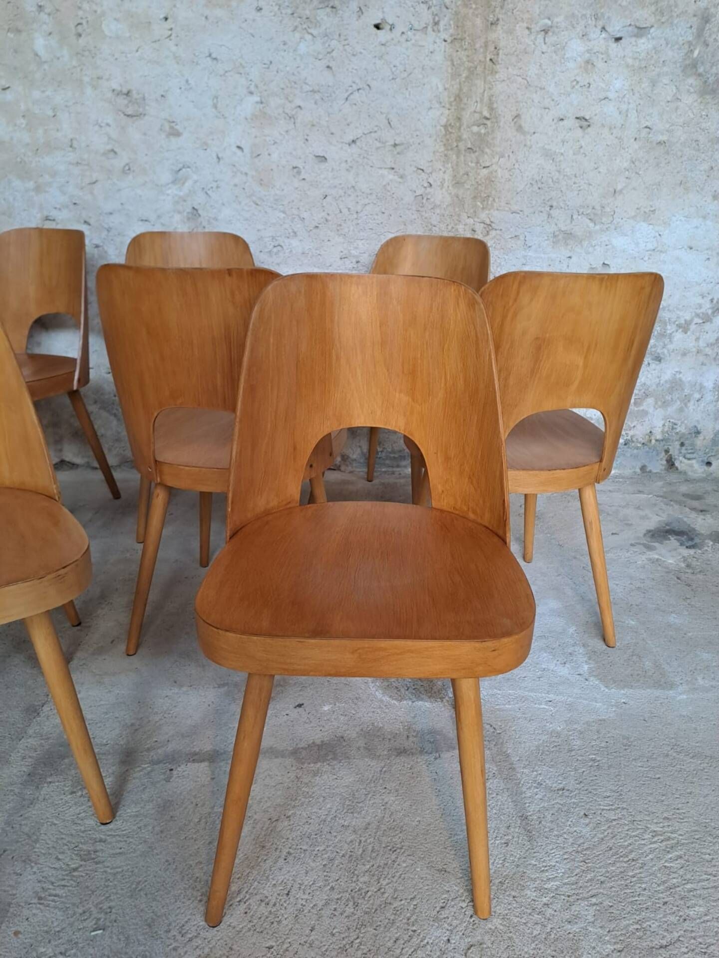 Set of 8 TON515 chairs by Oswald Haerdtl, Czech vintage 1955
