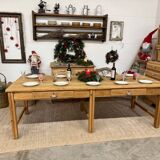 Antique solid oak craft table with drawers