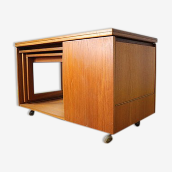 Extendable coffee table nest tables gigognes and beverage cabinet Mcintosh Tristor