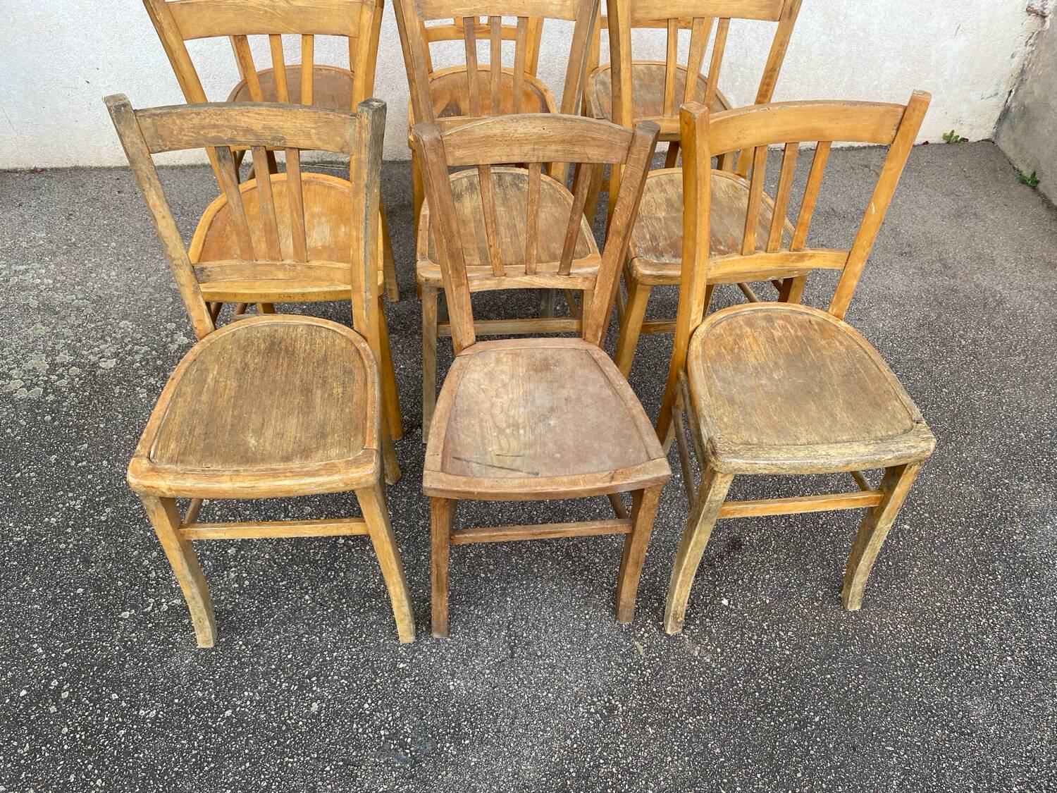 Set of 9 raw bistro chairs