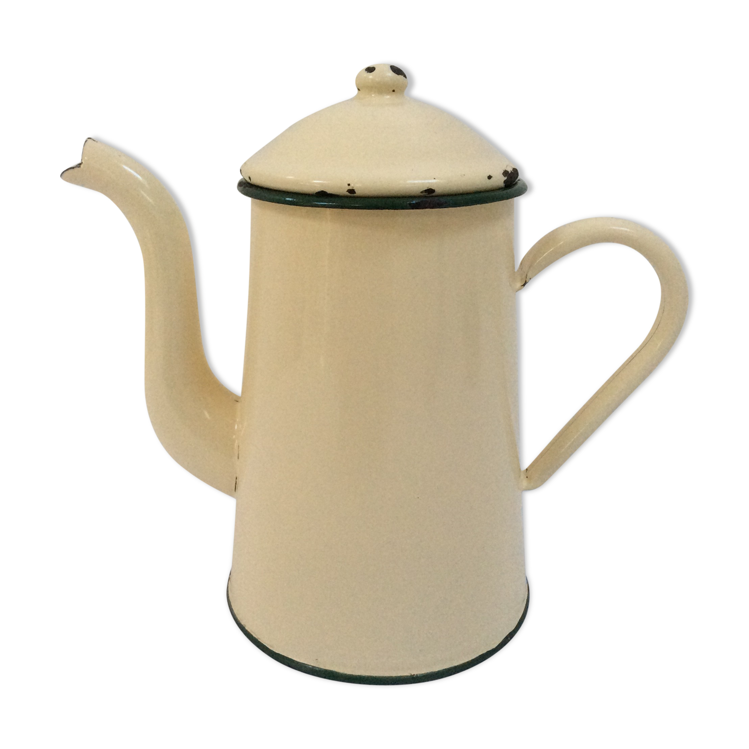 Old pale yellow enamel coffee pot