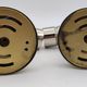 2 Sconces in nickel-plated brass and smoked glass, Scoliari style
