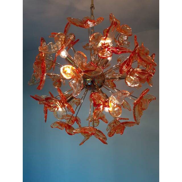 Italian Handmade Butterfly Sputnik Murano Style Glass Chandelier