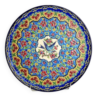 Longwy. round fine earthenware dish with enamel decoration