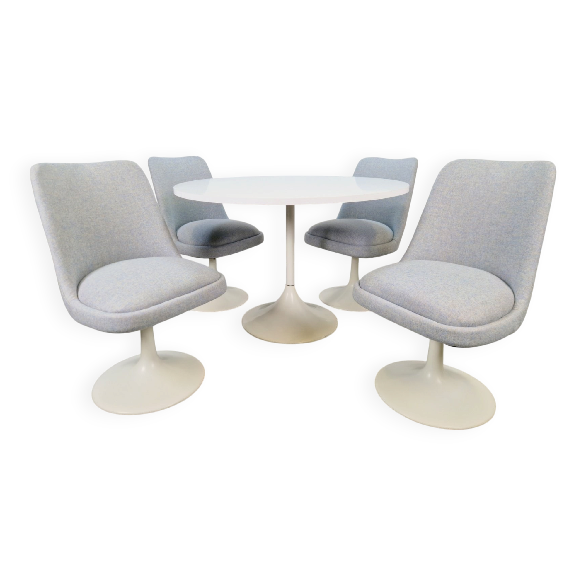 Vintage Tulip Dining Chairs and Table in the style of Eero Saarinen, 1970s, Set of 5